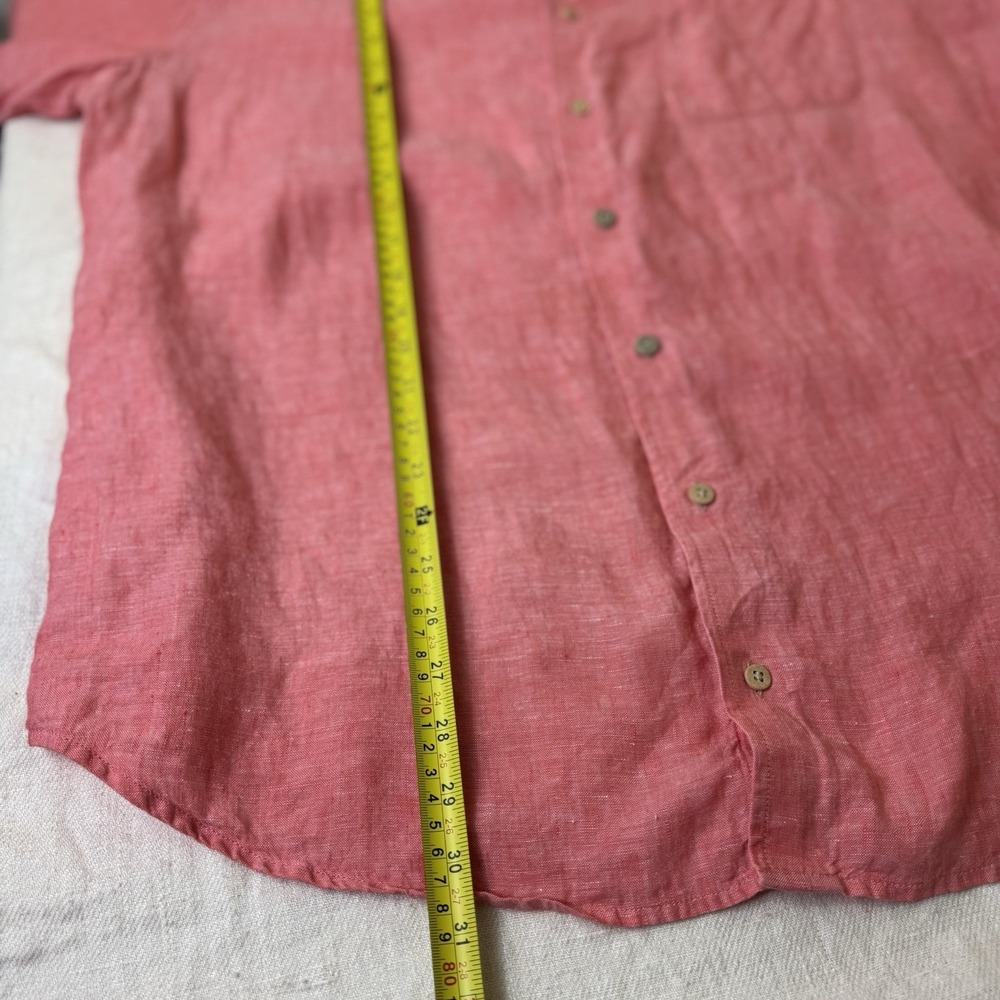 Jos. A. Bank Men's 100% Linen Short Sleeve Coral Button Down Shirt Size XL - Picture 6 of 8